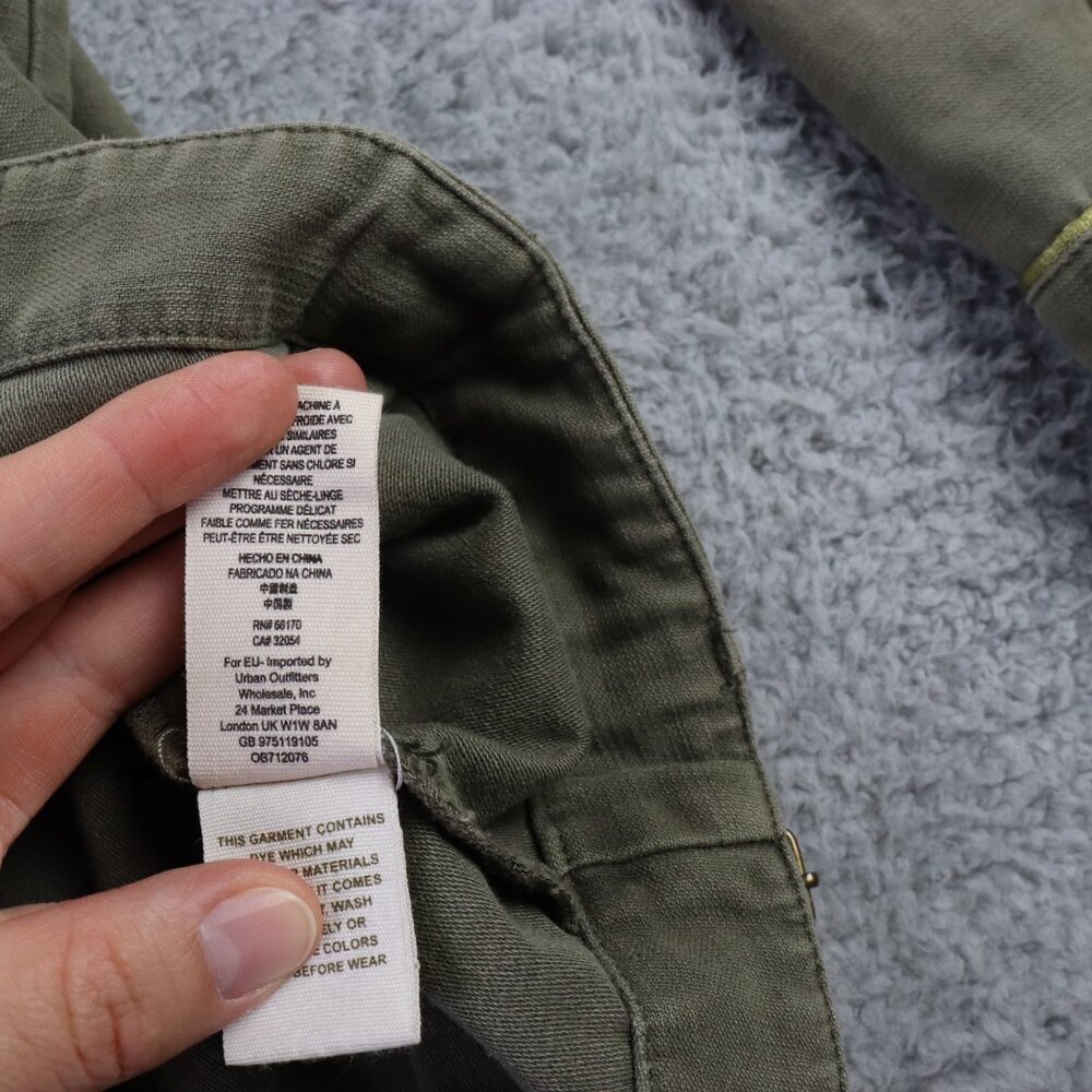Free People Military Jacket Women Small Green Slouchy Canvas Full Button Utility - Picture 6 of 10